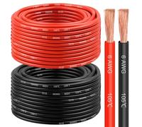 6 Gauge Wire 100 Feet, 6 AWG Pure Copper Wire, 6AWG Red and Black Oxygen Free Stranded Low Voltage Wire for Solar Panel, Automotive, Audio Auto, LED Lighting, Generator(6 AWG 100FT)