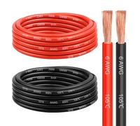 6 Gauge Wire 15 Feet, 6 AWG Pure Copper Wire, 6AWG Red and Black Oxygen Free Stranded Low Voltage Wire for Solar Panel, Automotive, Audio Auto, LED Lighting, Generator(6 AWG 15FT)