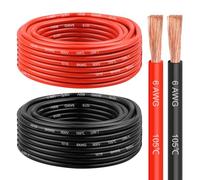 6 Gauge Wire 25 Feet, 6 AWG Pure Copper Wire, 6AWG Red and Black Oxygen Free Stranded Low Voltage Wire for Solar Panel, Automotive, Audio Auto, LED Lighting, Generator(6 AWG 25FT)