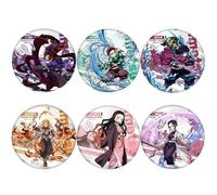6 Ghost Slayers Tinplate Badge Anime Figure Brooch Cool Pins, Metal, Ghost Killing Cosplay Accessories