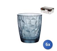 6 Glasses In Colored Glass Diamond Dof Blue Cl38.5