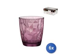 6 Glasses In Glass Diamond For Water Purple, 30.5Cl