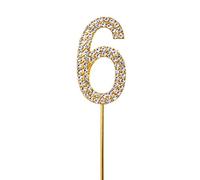 6 Gold Diamond Sparkley Cake Topper Number Year For Mans Boys Womens Girls Birthday Anniversary Party Decorations