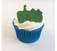 6 Green Sugar Tractor Cake Decorations- Edible, Unique and Made with Love in The UK!