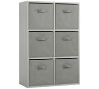 (6 Grey Drawers) Charles Jacobs Grey 6 Cube Open Book Shelf Storage Unit