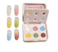 6 Grid Gradient Nail Paint Set - High Pigment Gel Palette, 15g Patting polishs Kit | Enthusiast Beginner Pro Female nail arts, 6 Color Transition Gel Paint Palette for Salon Travel Commuting Dating