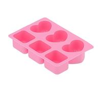 6 Grid Heart Rectangular Shape Cake Mold Silicone Soap Mold Baking Tool for Home Kitchen Bakery Durable Food Grade Pink 7.4oz