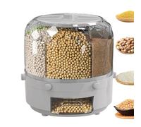 6-Grid Rotating Food Dispenser, 360° Round Bucket Sealed Grain Container, Clear Sealed Rice Storage Container, Rotatable Dry Food Fruit Storage Box Tank with Lid, M'oisture-Proof, for Home and Kitchen