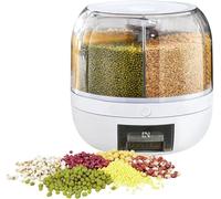 6-Grid Round Food Dispenser, 360° Rotating, 5kg Capacity, Dry Food Storage Container with Lid Divided,Cereal Container,Containers For Rice, Cereals, Grains, Flours, Pet Food,Rice Dispenser