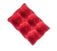 6 Grids Ceramic Egg Holder Refrigerator Egg Storage Container | Red Finish, Kitchen Storage Use, Modern Elegant Profile, Shockproof Design for Safer Egg Arrangement