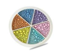 6 Grids Metal Nails Art Beads Macaron Colored Nails Beads Charm Beautiful Nails Supplies For Woman And Girls