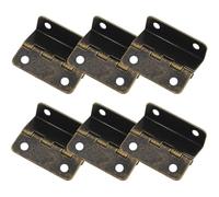 6 Half-Surface Hinges - Offset Door Chest & Cabinet Hinges, Semi-Concealed Three Fold Retro Shutter Hardware [Bronze]