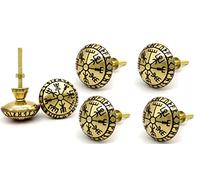 6 Handmade Viking Compass Brass Knobs Viking Decor Brass Cabinet Knobs | Bedroom Cupboard Door, Weathered Drawer Knobs Ideal for Any Home, Kitchen or Office | Hardware for Kitchen Cabinet Knobs