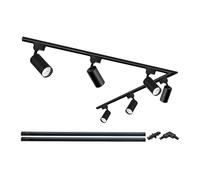 6-Head 20W LED Track Lighting Kit Expandable 2x1m H-Type Rail Cool White 6000K Ceiling Spotlights for Home Office and Retail Lighting