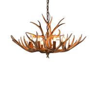 6-Head Antler Chandelier Deer Horn Ceiling Light 220V Rustic Pendant Lamp for Living Room Bedroom Dining Room Bar - Elegant Wildlife Decor
