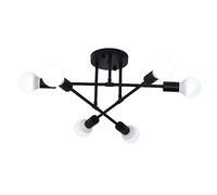 6-heads Ceiling Lights, Linear Long Pole Hanging Light, Black Metal Strip Pendant Lamp, E27 Lighting Fixture, Dining Room Decorative Chandelier, Retro Industrial Drop Lamps