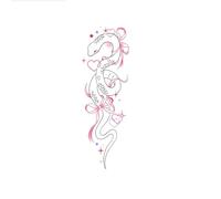 6 Heart-Shaped Bow Snake Long-Lasting Waterproof Sweat-Resistant Arm Tattoo Stickers