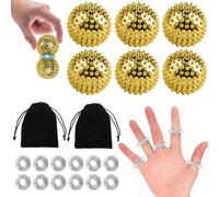6 Hedgehog Ball Massage Ball & 12 Acupressure Rings, Magnetic Hedgehog Balls, Acupressure Rings Set, Acupressure Ring Finger Massage Rings, Skills Borderline Set for Finger Massage Ring, Hedgehog Ball