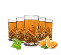 6 Highball Glasses 300ml With Relief Water Juice Drinking Cocktail