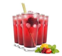 6 Highball Glasses 400ml With Relief Water Juice Cocktail Lens