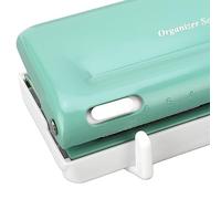 6 Hole Adjustable Paper Puncher for A4 A5 B5 Planners - Green Desktop Hole Punch with 10Sheet Capacity and Removable Scrap Tray