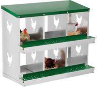 6 Hole Chicken Nesting Box - Galvanized Steel Roll Out Egg Collection with Vented Design | Rustproof Laying Boxes for Hens | Poultry Coop Accessories for Egg Layers, Wall Mount, Green