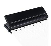 6-Hole Desktop Puncher, A5 Ring Binder Hole Punch Adjustable Spacing for A5 A6 A7 Organiser Ring Binder-5 mm Hole Diameter (Black)