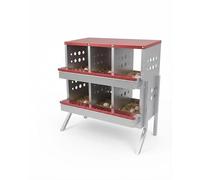 6-Hole Galvanized Chicken Nesting Box with Legs, 2-Tier Poultry Egg Layer Box Including Dummy Eggs for Farm Coop