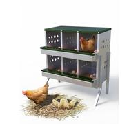 6-Hole Galvanized Chicken Nesting Box with Legs, 2-Tier Poultry Egg Layer Box Including Dummy Eggs for Farm Coop