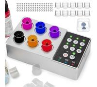 6 Hole Ink Mixer, Electric Nail Polish Eyelash Glue Stirrer, Rechargeable Pigment Mixing Machine, for Tattoo Artists, Beginners, Laboratory, Tattoo Beauty, Nail Salons gray
