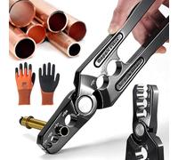 6-Hole Multi-Size Copper Pipe Repair & Rounding Tool, CT-301 Manual Copper Tube Rounder Flat Pipe Repairer Pliers for HVAC Refrigeration Plumbing, 1/4 to 7/8 Inch (1PC)