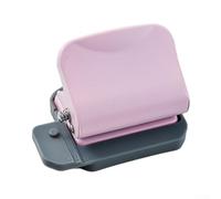 6 Hole Portable Handheld Metal Hole Puncher for A4, A5, B5 Paper, 5 Sheet Capacity, with Flip-Open Tray and Positioning Posts for Office, School, and Home Use(Pink)
