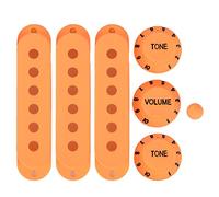 6 Hole Single Coil Pickup Cover Set | Defends Guitar Pickups from Scratches & Damage | Electric Guitar Accessories for Strat/Tele/DIY | 3 Covers + 3 Knobs + Switch Tip (Orange)