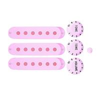6 Hole Single Coil Pickup Cover Set | Defends Guitar Pickups from Scratches & Damage | Electric Guitar Accessories for Strat/Tele/DIY | 3 Covers + 3 Knobs + Switch Tip (Pink)