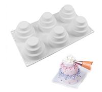 6 Holes 3D Silicone Cake Moulds, Mini Three Layers Cake Design Silicone Cake Mold Baking Form Cake Decorating Tools Mousse Candy Pudding Pastry Chocolate Bakeware Mould - 29.8x17x7cm