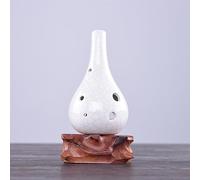 6 Holes Alto Tone C Ocarina Flute Fission Style Ceramic Black Pottery Smoky Glaze Flute Musical Instrument Pendant Beginner (Color : White)