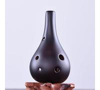 6 Holes Alto Tone C Ocarina Flute Fission Style Ceramic Black Pottery Smoky Glaze Flute Musical Instrument Pendant Beginner (Color : Black)