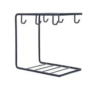 6-Hook Iron Coffee Cup Display Rack Black Kitchen Cup Organizer and Draining Storage Shelf for Mug Hanging and Home Holder