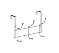 Orsina Over Door 6 Hook Hanger, Chrome Finish Rack With Multiple Hooks For Coats, Towels Or Bags