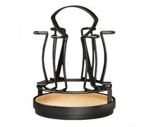 6 Hook Wine Glass Stand with Swivel Function for Kitchen or Dining Table to Keep Glassware Organized Without Taking Up Space (Black)