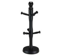 6-Hooks Beech Wood Mug Tree Rack Holder, Black Finish - 8908, Space-Saving Kitchen Cup Organizer