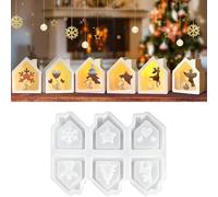 6 House Silicone Casting Molds | 3D Home Candles Molds | Christmas Silicone Mold | Durable and Non-Stick | Love Heart, Elk, Snowflake, Five-Pointed Star, Angel, Christmas Tree