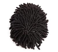6" Human Hair 0.1mm Skin Base Dreadlock Toupee Twist Crochet Braided Men's Capillary Prothesis Herren Perücken(Natural Black,6x8)