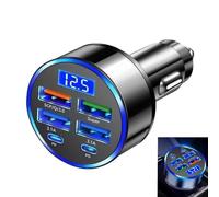 6 in 1 12V/24V Car Charger Fast Charge for IPhone, 300W Super Fast 30Minute | Adapter Car Cigarette Lighter Socket with USB And Type-C for Ipad, Android, Multiple Charging Protections for Safer Driving