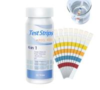 6-In-1 50 Pcs Swimming Pool Water & Hot Tub Test Strips,Rapid Water Testing Kit for P/H,Chl/Orine,Alkal/Inity,Pool Cleaning Kit,Pond Water Test Kit,Aquarium Test Kit,P/H Strips for Hot Tub