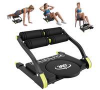 6-in-1 Ab Machine, Foldable Abdominal Exerciser with Adjustable Resistance Knob, Steel Frame & Leather Cushion, Core Workout Exercise Equipment for Home Gym, Target Abs Waist and Full Body
