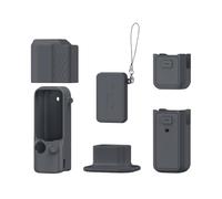 6-in-1 Accessory Kit for Pocket 4 Handheld Gimbal Camera,Silicone Protective Case for DJI Osmo Pocket 4 -Full-Body Cover with Anti-Slip Grip, Lens Cap & Lanyard (Dark Gray)