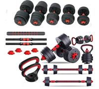 6-in-1 Adjustable Dumbbell, Barbell & Kettlebell Weights Set | 10kg to 50kg Weights | Customisable Strength Training for Home Gym & Fitness Workouts (10, Kilograms)