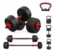 6-in-1 Adjustable Dumbbell, Barbell & Kettlebell Weights Set | 10kg to 50kg Weights | Customisable Strength Training for Home Gym & Fitness Workouts (15, Kilograms)