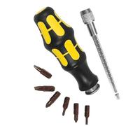 6 in 1 Adjustable Screwdrivers with Anti-Slip Handle Multi-Bit Stubby Screwdriver Compact for Digital Electronics Small Appliance Repair